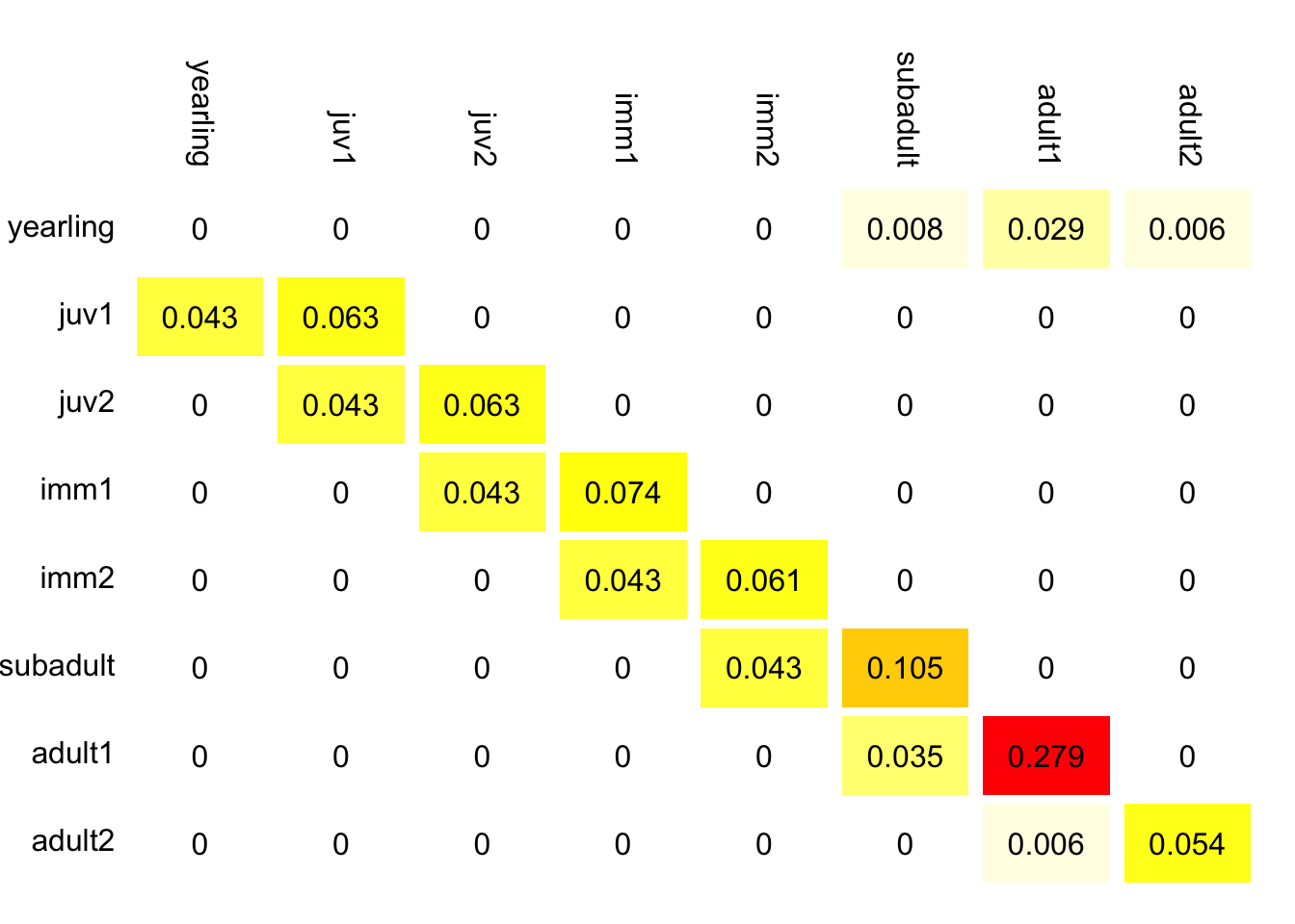 Elasticity matrix for gopher tortoise